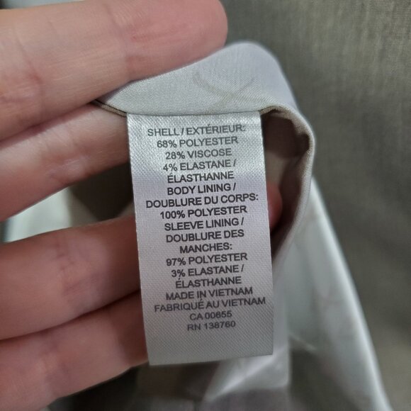 RW & CO. RW&CO. One Button Fitted Blazer Suiting Stretch Lined Tan Grey Women 10 - Picture 12 of 16